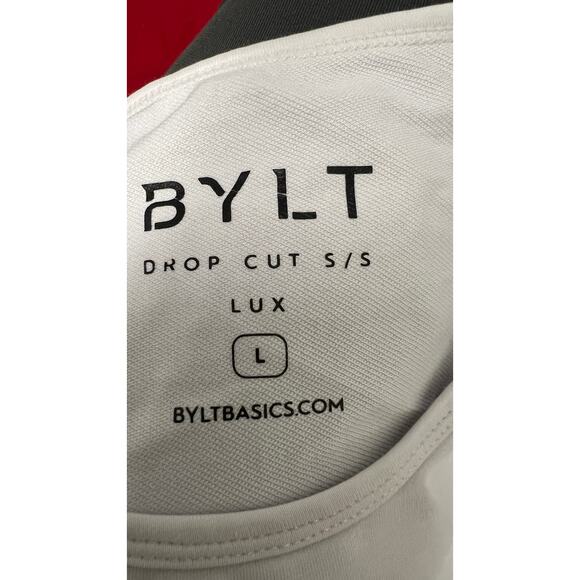 🤍 BYLT Basics Drop Cut Lux Tee White Short Sleeve Shirt Men’s L Modern - Picture 4 of 4